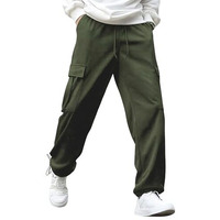NOBERO Men's Oversized Olive Cargo Joggers, Oversized Olive Jogger-L