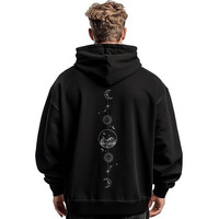 NOBERO Men's Cotton Neck Hooded Oversized Fit Sweatshirt (1M-TWRH-C0688_Black_Large)