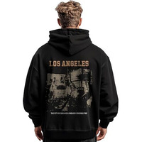 NOBERO Men's Cotton Neck Hooded Oversized Fit Sweatshirt (1M-TWRH-C0668_Black 4) (X_Large)