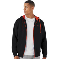 Urbano Fashion Men's Black, Red Cotton Zippered Hooded Sweatshirt (jakt-solconhd-BlackRed-m)