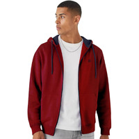 Urbano Fashion Men's Maroon, Navy Cotton Zippered Hooded Sweatshirt (jakt-solconhd-maroonnav-m)