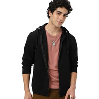 Neostreak Men's Fleece Neck Hooded Sweatshirt (neoswtsolhdzip-03-jetblk-m_Jet Black