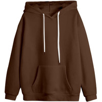 Veirdo Cotton Fleece Regular Fit Hooded Sweatshirt Full Sleeves Jumper Brown Solid Winter Sweatshirt for Men (W_05_Brown_XL)