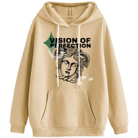 Veirdo Cotton Fleece Regular Fit Hooded Sweatshirt Full Sleeves Vision of Perfection Front Graphic Printed Jumper Beige Winter Sweatshirt for Men (W_05_PRFCTION_LB_M)