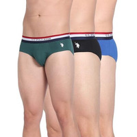 U.S. POLO ASSN. Men's Cotton Classic Briefs (Pack of 3) (EB002_Bistro Green|True Blue|Black