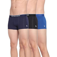 U.S. POLO ASSN. Men's Cotton Classic Trunks (Pack of 3) (ET004-P3_Black | True Blue | Navy
