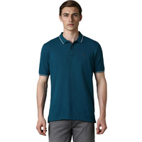 Louis Philippe Men's Solid Slim Fit T-Shirt (LRKPNSLFT33450_Turquoise