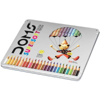 DOMS 24 Shades Super Soft Color Pencils Flat Tin Box|Smooth Color Application|For Blending&Experimenting Different Art Strokes|Non-Toxic&Safe For Childrens|Pack Of 1|Multicolor