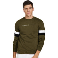 Qube By Fort Collins Men's Fleece Regular Round Neck Sweatshirt (929247 SMU_Bright Olive_M)