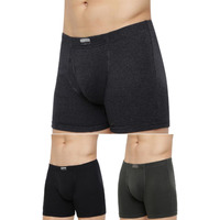 Van Heusen Men Boxer Briefs - 100% Combed Cotton - Pack of 3 - Anti Bacterial, Colour Fresh, Moisture Wicking_10031_Pure Black, Anthra Mel, Peat_XL