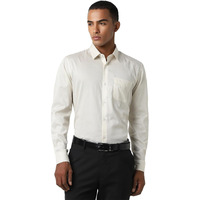 Peter England Men's Slim Fit Shirt (PESFWSLB252393_Cream