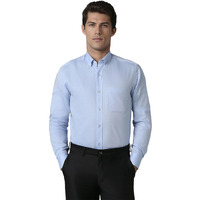 Louis Philippe Men's Solid Regular Fit Shirt (LPSFMCLPN50819_Medium Blue