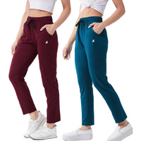 Modeve  Women Cotton Blend Pack of 2 Track Pant for Summer || Women Lower || Women Pyjama || Lounge Pants_Teal and Wine_Medium