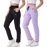 Modeve  Women Cotton Blend Pack of 2 Track Pant for Summer || Women Lower || Women Pyjama || Lounge Pants_Black and Lavender_XX-Large