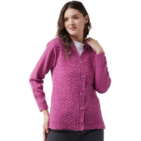 Pivl Self Design V Neck Casual Women Sweater/Cardigan for Winter (Large, Light Pink)