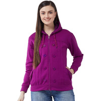 PIVL Women Solid Jacket For Winter-PURPLE-2XL