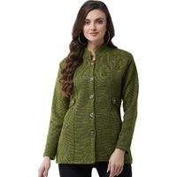 PIVL Women's Long Acrylic Blend Sweater for Winter_Olive_L||Winterwear||