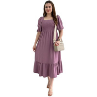 Sheetal Associates Womens Purple Crepe Solid Fit and Flare Knee Length Casual Dress, XL Size