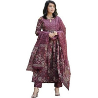 Alvami Women Anarkali Kurta and Pant Set with Dupatta (XXL) Maroon