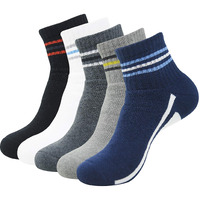 Balenzia Men's Cushioned High Ankle Sports Socks- Pack of 3 and 5 (Black, Navy, White, Light Grey, Dark Grey)