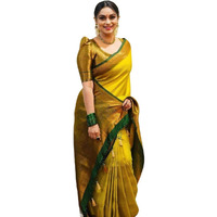 Yashika Women's Fancy Banarasi Kanjivaram Art Silk Saree with Blouse Pieces||Yellow Coloured Kanjivaram Saree|| AZ-YS-OG-YUKTI YELLOW