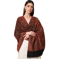 Pashmoda- Women's Faux Pashmina Jamawar Shawl, Wrap (SIZE: 40X80 Inches) (Black)