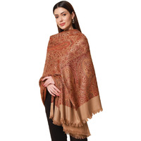 Pashmoda- Women's Faux Pashmina Jamawar Shawl, Wrap (SIZE: 40X80 Inches) (Brown)