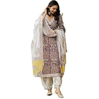 Yashika Women's Floral Regular Kurta Fashionably Traditional, Comfortably Chic: Embrace Fashion with Our Cotton Blend Ethnic Sets (AZ-YS-OG-KS2136-Parent_Wine_S)