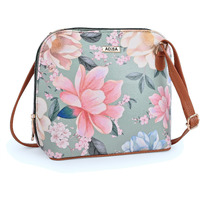 ADISA Women Girls Floral Print Faux Leather Sling Bag Crossbody (SL6003-GRN_Green)