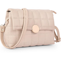 ADISA Women's Girls Quilted Cross Body Sling Bag with Height Adjustable Belt (SL5144_Off White)