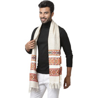 Weavers Villa Acro Wool Men's Muffler (MF-902,Cream Size: 34CM X 200CM)