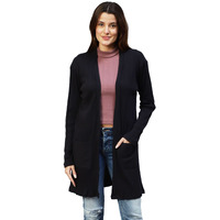 Rigo Front Open Long Rib Shrug (Free Size, Black)
