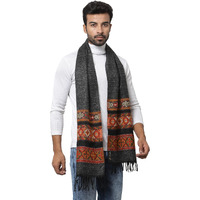 Weavers Villa Acro Wool Men's Muffler (MF-902, Black Size: 34CM X 200CM)