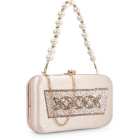 ADISA Beaded formal party clutch with gold chain for women and girls (CL108-GOL)