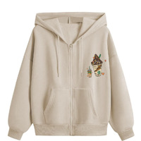 TAGAS Women's Cotton Blend Seasonal Basic Hooded Regular Fit Sweatshirt (Beige, Medium)