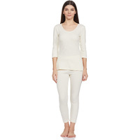 Amazon Brand - Symbol Women's Casual Slim Thermal Set (SB-AW21-THSET_Ecru_S)