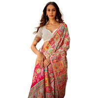 MADHUHANSH Womens Kasamiri Cotton Patola Letest Designer Saree with Unstitched Blouse With Boluse Piece (WHITE)