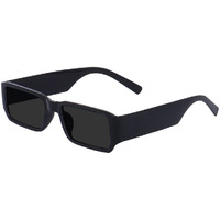 CREATURE MC stan Rectangle Retro Vintage Narrow Unisex Sunglasses Small Narrow Square Sun Glasses (SUN-089-BLK) (BLACK)
