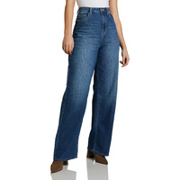 Amazon Brand - Symbol Women's Wide Leg High Rise Full Length Jeans (INK-R-AW23-WJNS-002_Mid Blue_34)