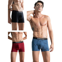 DAMENSCH Men's Deo-Cotton Deodorizing Trunk- Pack of 3- Marbled Blue, Spotted Black, Snapping Red- X-Large