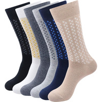 BALENZIA Men's Formal Crew/Calf Length Socks made with cotton & spandex (Multicolor)(Free Size) - Pack of 6