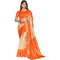 Jaanvi fashion Women's Kanjivaram Silk Saree With Blouse Piece (siya-beige)