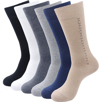 BALENZIA Men's Crew Length/Calf Length Socks (Free Size) Made with Cotton & Spandex - Combo Pack of 6 - (Black, Beige, Navy, D.Grey, L.Grey, White)