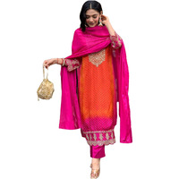 GoSriKi Women's Rayon Blend Straight Embroidered Kurta with Pant & Dupatta (Lasivan Pink-GS_XL_Pink_X-Large)