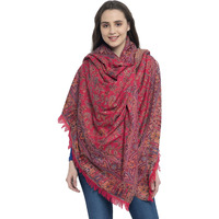 Weavers Villa Women's Pashmina Wool Kani Weave Shawls, Wraps Pink, 100cm x 200cm