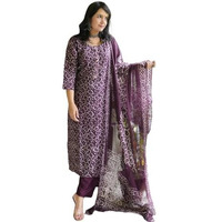 Alvami Women A-Line Kurta and Pant Set with Dupatta (XXL) Wine