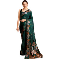 C J Enterprise Women's Banarasi Saree Pure Kanjivaram Silk Saree Soft Design Wear Pattu Sarees Latest Cotton With Blouse Piece Kanchipuram for Wedding sadi new ladies 2025 (Champa-51) (Green)