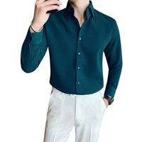 GRECIILOOKS Mens Casual Polycotton Regular Fit Shirt (Teal, Large)