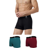 XYXX Cotton Relaxed Solid (Pack of 3) (Aero Trunks for Men Combo_Black+Dark Maroon+Legion Blue_L)