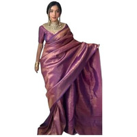 Shiv Textiles Women's Ready To Wear Kanjivaram Silk Saree Banarasi Silk Sarees For Women With Blouse Piece.(SAREE-KP-R-5052-Light Pink)